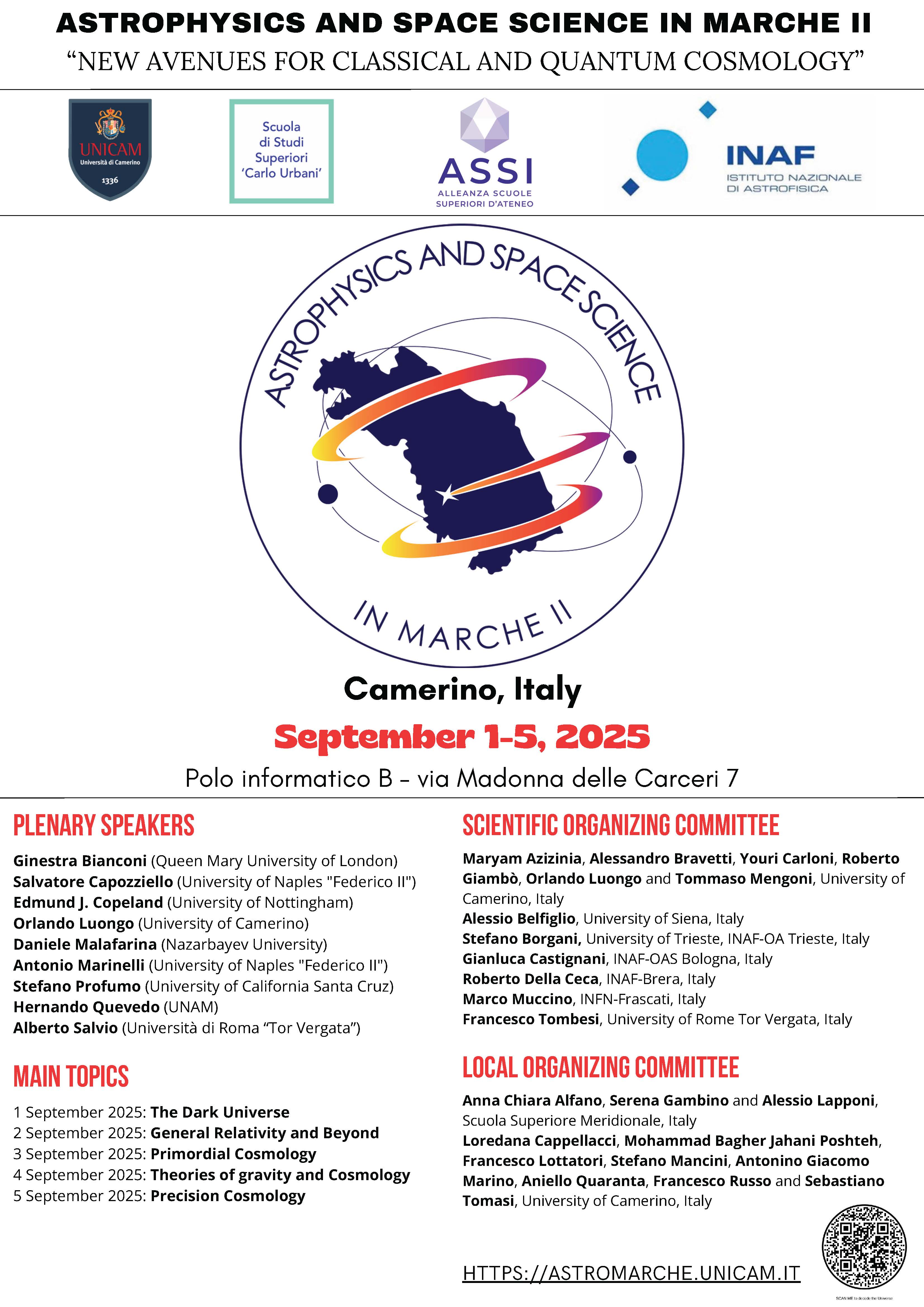 Astrophysics and Space Science in Marche II: “New Avenues for Classical and Quantum Cosmology”